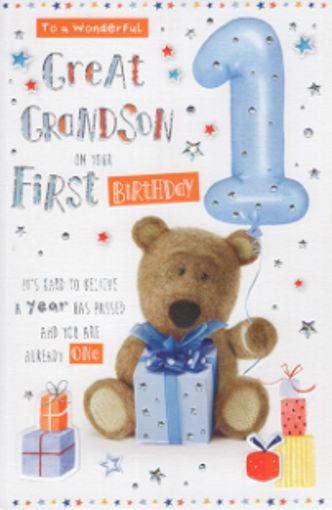 Picture of TO A WONDERFUL GREAT GRANDSON ON YOUR FIRST BIRTHDAY CARD
